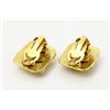 Image 2 : Chanel Gold-tone Metal CC Logo Square Clip-on Earrings