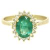 Image 1 : 14k Yellow Gold 1.59 ctw FINE Oval Emerald Solitaire & Round Diamond Halo Ring