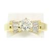 Image 5 : 14k Yellow Gold 0.91 ctw Round Diamond Solitaire Channel Baguette Engagement Rin