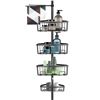 Image 1 : Group of 3 SortWise Adjustable Bathroom Constant Tension Corner Pole Caddy with 4 Positionable Stora