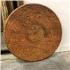 Image 2 : Group of 2 assorted items - includes wood carved floral round table top (18" D) & wall mirror (appro