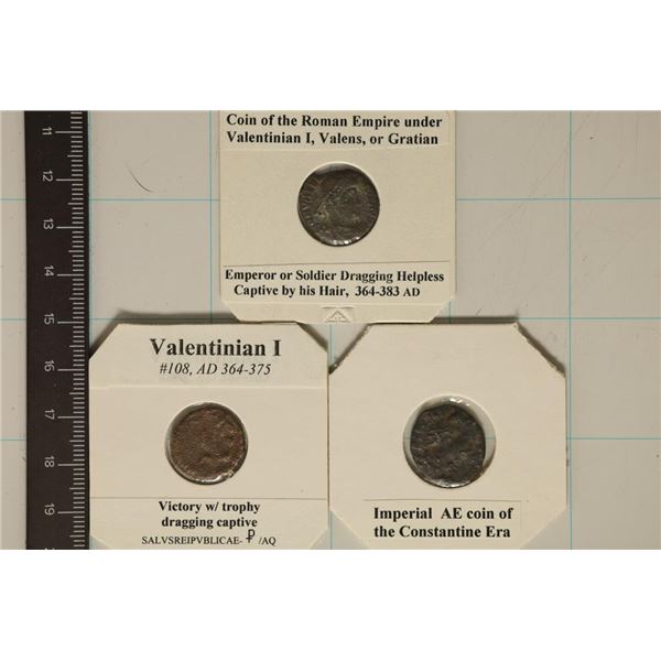 3 ROMAN ANCIENT COINS: 364-383 A.D.