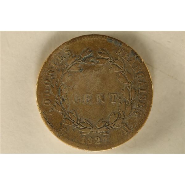 1827-H FRENCH COLONIAL 5 CENTS