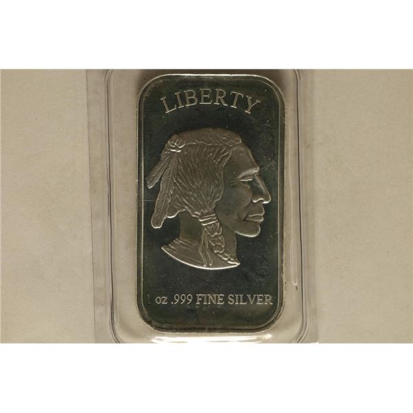 1 TROY OZ .999 FINE SILVER PF INGOT  INDIAN /