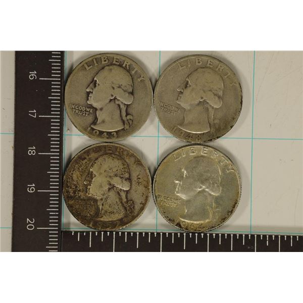 1948-S, 43-S, 52-D & 1964-D WASHINGTON SILVER