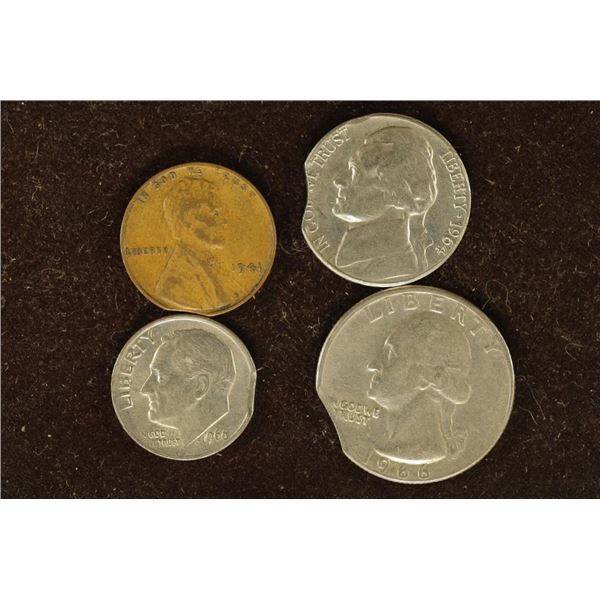 ERRORS: 4 US CLIPPED EDGE ERROR COINS: 1941
