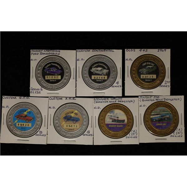 7 JOHNNY LIGHTING AUTOMOBILE COLLECTORS TOKENS