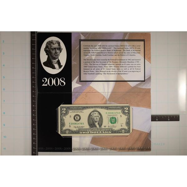 2008 RICHMOND FEATURING A 2003-A $2 FRN CU