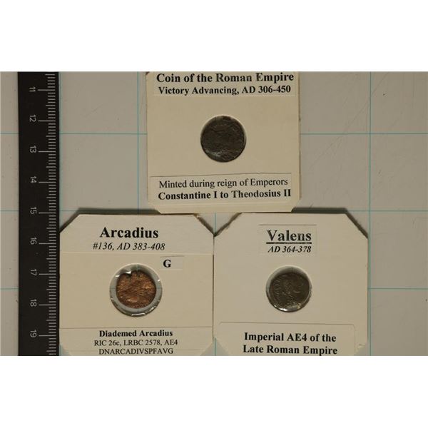 3 ROMAN ANCIENT COINS: 306-450 A.D. VICTORY