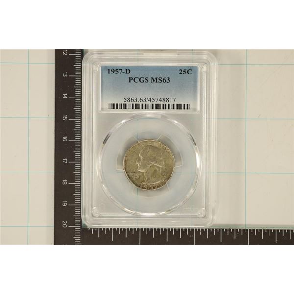 1957-D WASHINGTON SILVER QUARTER PCGS MS63