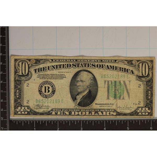 1934-C US $10 FRN GREEN SEAL