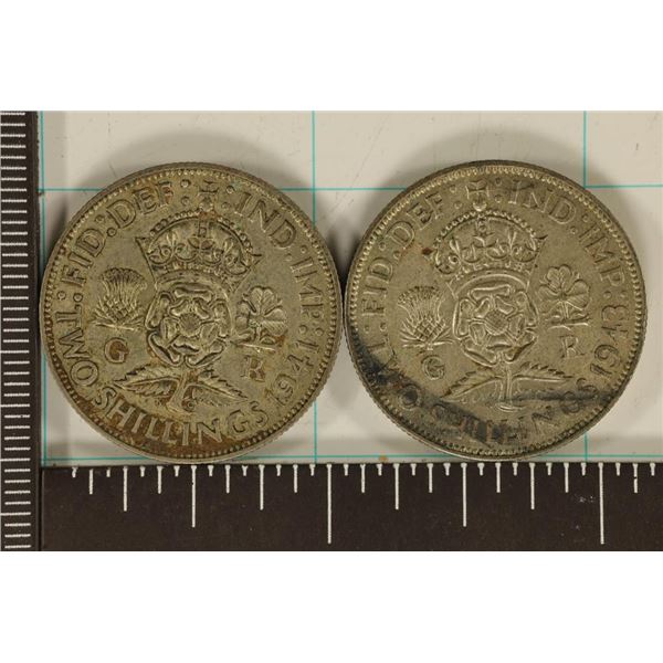 1941 & 1943 GREAT BRITIAN SILVER 2 SHILLINGS
