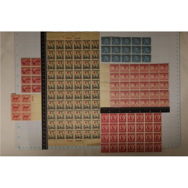 BLOCKS OF U.S. UNCANCELLED POSTAGE STAMPS: