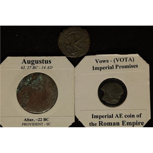 3 ROMAN ANCIENT COINS: VOWS-(VOTA), BYZANTINE (K=