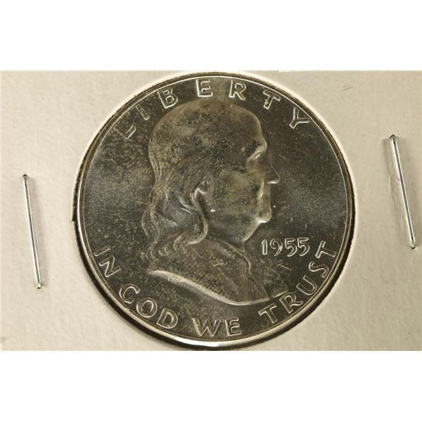 1955 SILVER FRANKLIN HALF DOLLAR. BRILLIANT UNC