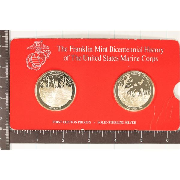 1.42 OZ. PF STERLING SILVER 2 MEDAL SET BICENTEN.