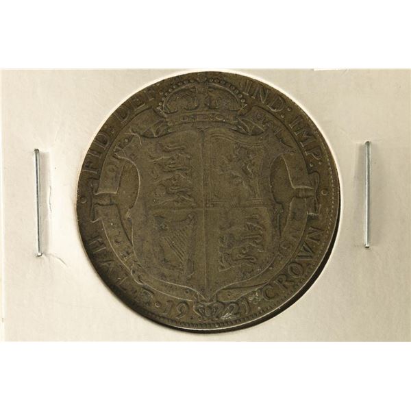 1921 GREAT BRITAIN SILVER HALF CROWN .2273 OZ. ASW