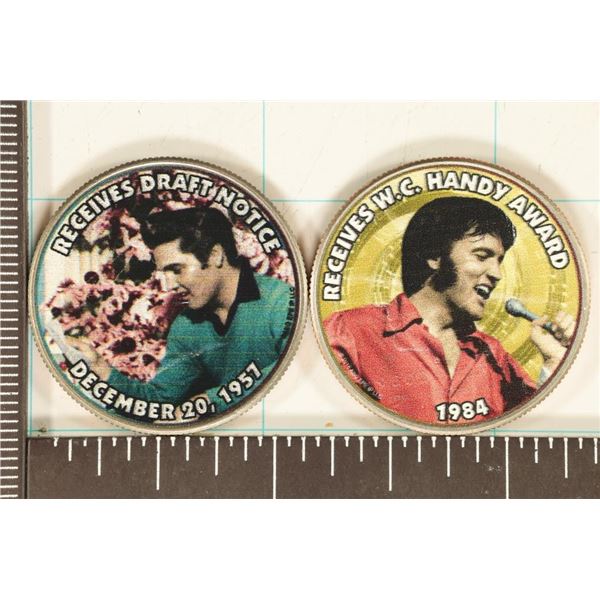 2-ELVIS PRESLEY OVERLAYS ON BU KENNEDY HALVES