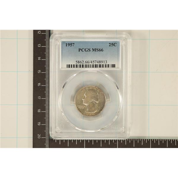1957 WASHINGTON SILVER QUARTER PCGS MS66