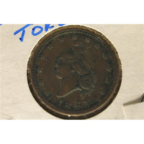 1863 CIVIL WAR TOKEN "ARMY & NAVY"