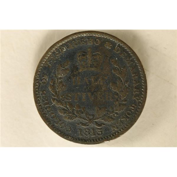 1813 ESSEQUIBO & DEMERARY 1/2 COPPER STIVER