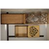 Image 2 : 2 WOODEN GIFT BOXES: 7 3/4" X 3 1/2" X 1/2" AND
