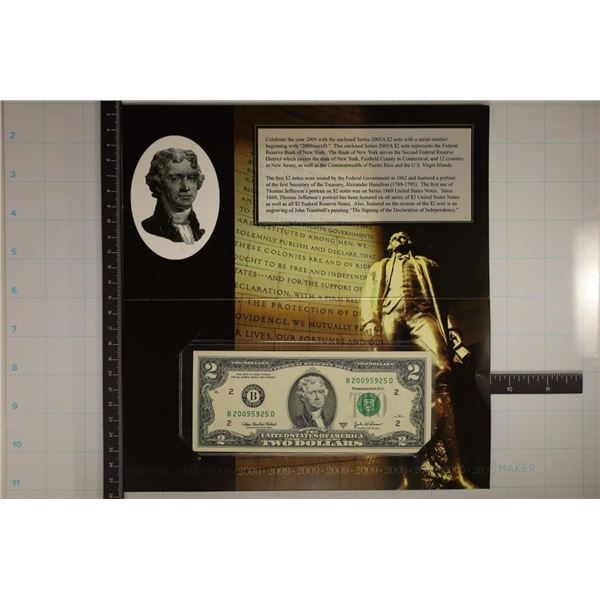 2009 NEW YORK FEATURING A 2003-A US $2 FRN