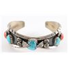 Image 1 : Vintage Navajo Turquoise & Coral Cuff