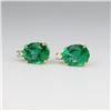 Image 1 : Intensely Colored Lab Created Emerald Earrings