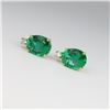 Image 2 : Intensely Colored Lab Created Emerald Earrings