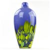 Image 5 : BLUE & GREEN ART GLASS PEACOCK VASE - POLAND