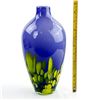 Image 8 : BLUE & GREEN ART GLASS PEACOCK VASE - POLAND