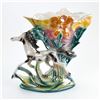 Image 1 : LARGE HORSE & FLORAL LUSTRE WARE VASE SCULPTURE