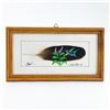 Image 1 : PAINTED FEATHER - HUMMINGBIRD & FLOWERS - SIGNED