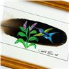 Image 2 : PAINTED FEATHER - HUMMINGBIRD & FLOWERS - SIGNED