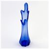 Image 1 : COBALT BLUE 5 FINGER ART GLASS FLOWER SWUNG VASE
