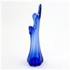 Image 2 : COBALT BLUE 5 FINGER ART GLASS FLOWER SWUNG VASE