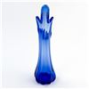 Image 3 : COBALT BLUE 5 FINGER ART GLASS FLOWER SWUNG VASE