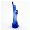 Image 4 : COBALT BLUE 5 FINGER ART GLASS FLOWER SWUNG VASE