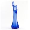 Image 5 : COBALT BLUE 5 FINGER ART GLASS FLOWER SWUNG VASE