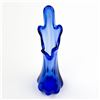 Image 6 : COBALT BLUE 5 FINGER ART GLASS FLOWER SWUNG VASE