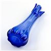 Image 7 : COBALT BLUE 5 FINGER ART GLASS FLOWER SWUNG VASE
