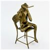 Image 3 : GOLD TONE METAL FROG PLAYING FLUTE SCULPTURE