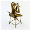 Image 7 : GOLD TONE METAL FROG PLAYING FLUTE SCULPTURE