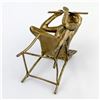 Image 9 : GOLD TONE METAL FROG PLAYING FLUTE SCULPTURE