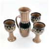 Image 2 : HAND CRAFTED POTTERY PITCHER & GOBLETS - MARKED