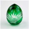 Image 1 : HAND-CUT CRYSTAL ART GLASS EGG - EMERALD GREEN