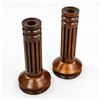 Image 2 : VINTAGE PAIR FLUTED COLUMN WOODEN CANDLESTICKS