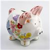 HAND PAINTED PIG COIN PIGGY BANK - FLORAL DESIGN