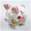 Image 2 : HAND PAINTED PIG COIN PIGGY BANK - FLORAL DESIGN